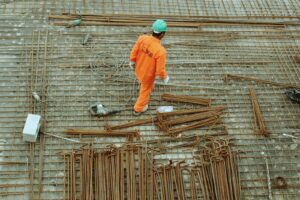 man walking on construction site