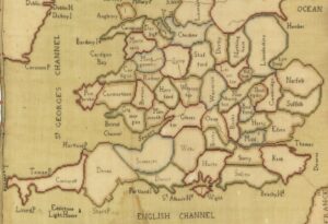 Antique map detailing counties of england, wales, scotland, and ireland